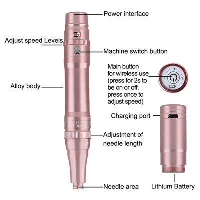 Chiny Popularna bezprzewodowa maszyna do tatuażu z pistoletem Długość 136 * 20mm Mikroblading Bezprzewodowa maszyna PMU do brwi włosów dostawca