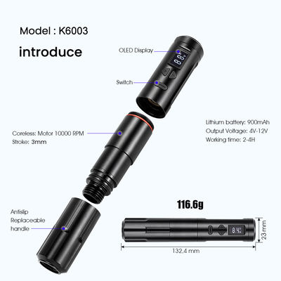 10W Wireless Dermografo Tattoo Machine Wireless Permanent Makeup Machine RCA Connector Korpus maszyny Długość 24*132.4mm dostawca