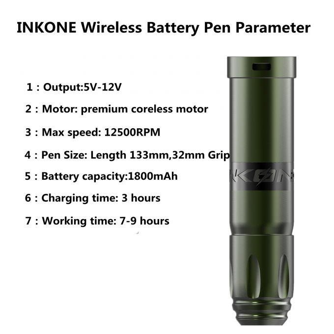 Stal nierdzewna 1800mAh NARW Bezprzewodowa maszyna do tatuażu 1-OLED wyświetlacz ekran dotykowy bateria obrotowa pistolet do tatuażu Pióro do tatuażu z zasilaczem RCA 1