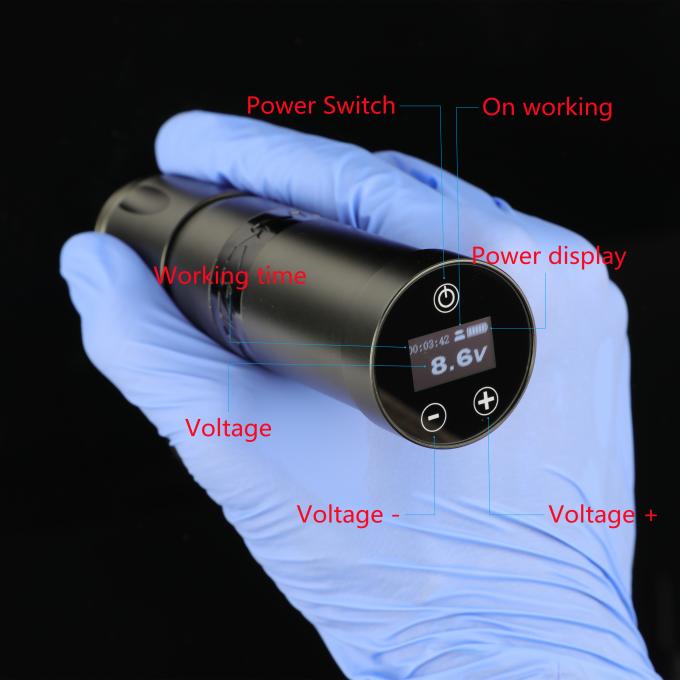 Stal nierdzewna 1800mAh NARW Bezprzewodowa maszyna do tatuażu 1-OLED wyświetlacz ekran dotykowy bateria obrotowa pistolet do tatuażu Pióro do tatuażu z zasilaczem RCA 2