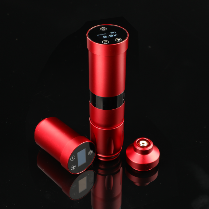 Stal nierdzewna 1800mAh NARW Bezprzewodowa maszyna do tatuażu 1-OLED wyświetlacz ekran dotykowy bateria obrotowa pistolet do tatuażu Pióro do tatuażu z zasilaczem RCA 3