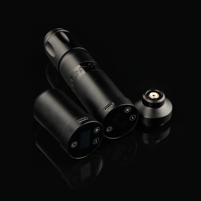 Stal nierdzewna 1800mAh NARW Bezprzewodowa maszyna do tatuażu 1-OLED wyświetlacz ekran dotykowy bateria obrotowa pistolet do tatuażu Pióro do tatuażu z zasilaczem RCA 5