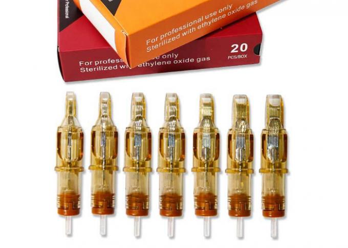 20 sztuk/ pudełko Żółty wkładek do tatuażu Brwi igły do makijażu 0